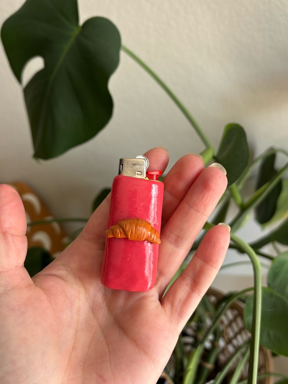 Handmade Croissant Lighter Polymer Clay Case Reusable